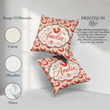 Custom Name Stylised Coral Shrimp with Elements Seamless Pattern Square Filled Cushion Throw Pillow Sofa Bed Home Decor Zip Washable UK Made