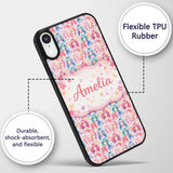 Colourful Anime Girls Pastel Star Pattern Kawaii Custom Name Protective Phone Case Mobile Cover Durable Everyday Smartphone Shock Resistant