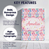 Personalised Name Colourful Anime Girls Pastel Star Pattern Kawaii Custom  Unique Canvas Wall Art Print Decor Picture Ready to Hang