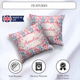 Custom Name Colourful Anime Pastel Star Pattern Kawaii Character Square Filled Cushion Throw Pillow Sofa Bed Home Decor Zip Washable UK Made