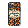 Ornate Orange Shrimp with Decorative Swirls Dark Custom Name Protective Phone Case Mobile Cover Durable Everyday Smartphone Shock Resistant