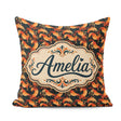 Custom Name Ornate Orange Shrimp with Decorative Swirls Seamless Square Filled Cushion Throw Pillow Sofa Bed Home Decor Zip Washable UK Made