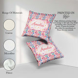 Custom Name Colourful Anime Pastel Star Pattern Kawaii Character Square Filled Cushion Throw Pillow Sofa Bed Home Decor Zip Washable UK Made