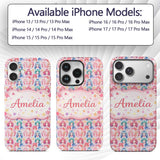 Colourful Anime Girls Pastel Star Pattern Kawaii Custom Name Protective Phone Case Mobile Cover Durable Everyday Smartphone Shock Resistant