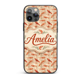 Rustic Watercolour Prawn on Textured Neutral Custom Name Protective Phone Case Mobile Cover Durable Everyday Smartphone Shock Resistant