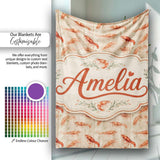 Rustic Watercolour Prawn on Textured Neutral Background Seamless  Personalised Custom Name Super Soft Fleece Blanket Bed Sofa Throw