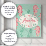 Personalised Name Cute Seahorse Ocean Cartoon Animal Pattern Stylish Custom  Home Canvas Wall Art Print Decor Picture Ready to Hang