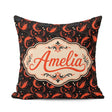 Custom Name Bold Red Shrimp on Black with Flowing Ocean Seamless Square Filled Cushion Throw Pillow Sofa Bed Home Decor Zip Washable UK Made