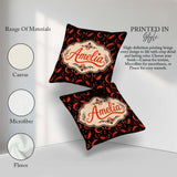 Custom Name Bold Red Shrimp on Black with Flowing Ocean Seamless Square Filled Cushion Throw Pillow Sofa Bed Home Decor Zip Washable UK Made