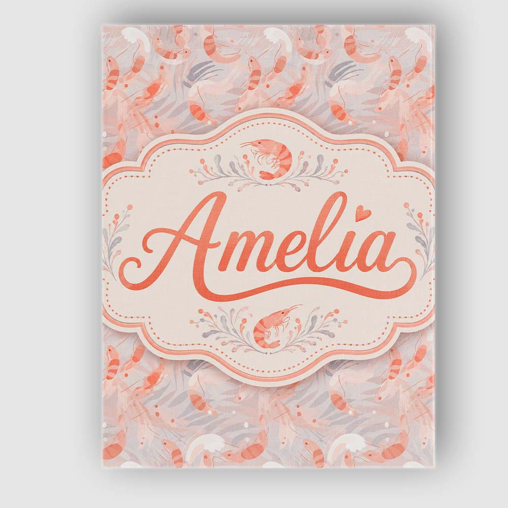 Personalised Name Soft Pastel Shrimp Swirl Custom  Unique Gift Idea Elegant Feature Canvas Wall Art Print Decor Picture Ready to Hang