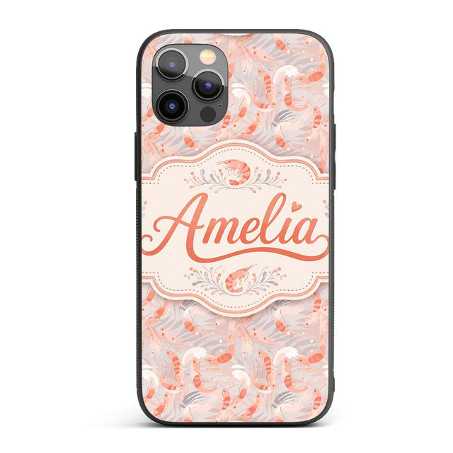 Soft Pastel Shrimp Swirl with Abstract Waves Custom Name Protective Phone Case Mobile Cover Durable Everyday Smartphone Shock Resistant