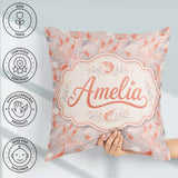 Custom Name Soft Pastel Shrimp Swirl with Abstract Waves Pattern Square Filled Cushion Throw Pillow Sofa Bed Home Decor Zip Washable UK Made