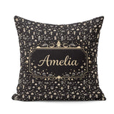 Custom Name Dark Character Night Pattern Cartoon Kids Design Square Filled Cushion Throw Pillow Sofa Bed Home Decor Zip Washable UK Made