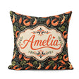 Custom Name Vibrant Shrimp and Botanical Foliage Dark Background Square Filled Cushion Throw Pillow Sofa Bed Home Decor Zip Washable UK Made