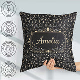 Custom Name Dark Character Night Pattern Cartoon Kids Design Square Filled Cushion Throw Pillow Sofa Bed Home Decor Zip Washable UK Made