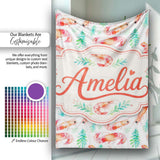 Watercolour Shrimp with Green Seaweed on Soft Background Seamless  Personalised Custom Name Super Soft Fleece Blanket Bed Sofa Throw