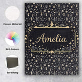 Personalised Name Dark Cute Character Night Pattern Cartoon Kids Custom  Interior Canvas Wall Art Print Decor Picture Ready to Hang