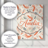Personalised Name Coral Shrimp with Delicate Custom Bespoke  Contemporary Display Canvas Wall Art Print Decor Picture Ready to Hang