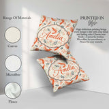 Custom Name Coral Shrimp with Delicate Elements Seamless Pattern Square Filled Cushion Throw Pillow Sofa Bed Home Decor Zip Washable UK Made