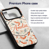 Coral Shrimp with Delicate Floral Printed Design Custom Name Protective Phone Case Mobile Cover Durable Everyday Smartphone Shock Resistant