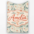 Elegant Koi Fish and Floral Swirl Pattern in Soft Tones Seamless  Personalised Custom Name Super Soft Fleece Blanket Bed Sofa Throw