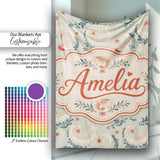 Elegant Koi Fish and Floral Swirl Pattern in Soft Tones Seamless  Personalised Custom Name Super Soft Fleece Blanket Bed Sofa Throw