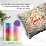 Custom Name Elegant Koi Fish and Floral Swirl Pattern Soft Tones Square Filled Cushion Throw Pillow Sofa Bed Home Decor Zip Washable UK Made