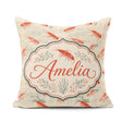 Custom Name Minimal Red Shrimp Textured Neutral Seamless Pattern Square Filled Cushion Throw Pillow Sofa Bed Home Decor Zip Washable UK Made