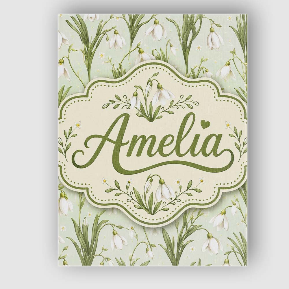 Personalised Name White Bell Flowers with Custom  Unique Gift Idea Elegant Feature Canvas Wall Art Print Decor Picture Ready to Hang
