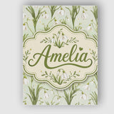Personalised Name White Bell Flowers with Custom  Unique Gift Idea Elegant Feature Canvas Wall Art Print Decor Picture Ready to Hang