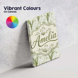 Personalised Name White Bell Flowers with Custom  Unique Gift Idea Elegant Feature Canvas Wall Art Print Decor Picture Ready to Hang