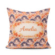 Custom Name Anime Girl Floral Orange Blue Pattern Kawaii Design Square Filled Cushion Throw Pillow Sofa Bed Home Decor Zip Washable UK Made
