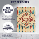 Personalised Name Southwestern Diamond Ikat Custom  Bespoke Interior Contemporary Canvas Wall Art Print Decor Picture Ready to Hang