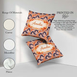 Custom Name Anime Girl Floral Orange Blue Pattern Kawaii Design Square Filled Cushion Throw Pillow Sofa Bed Home Decor Zip Washable UK Made