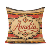 Custom Name Abstract Grunge Stripe Pattern in Red Black Ochre on Square Filled Cushion Throw Pillow Sofa Bed Home Decor Zip Washable UK Made