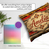 Custom Name Abstract Grunge Stripe Pattern in Red Black Ochre on Square Filled Cushion Throw Pillow Sofa Bed Home Decor Zip Washable UK Made