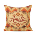 Custom Name Southwestern Ikat Diamond in Warm Earth Tones Lovely Square Filled Cushion Throw Pillow Sofa Bed Home Decor Zip Washable UK Made