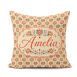 Custom Name Ornamental Folk Floral Tile Pattern in Red and Cream Square Filled Cushion Throw Pillow Sofa Bed Home Decor Zip Washable UK Made