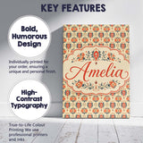 Personalised Name Ornamental Folk Floral Custom  Unique Gift Idea Elegant Feature Canvas Wall Art Print Decor Picture Ready to Hang