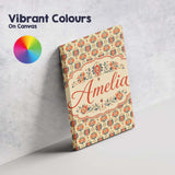 Personalised Name Ornamental Folk Floral Custom  Unique Gift Idea Elegant Feature Canvas Wall Art Print Decor Picture Ready to Hang