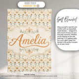 Vintage Ornamental Floral Tile Pattern in Soft Beige and Muted Earth  Personalised Custom Name Super Soft Fleece Blanket Bed Sofa Throw