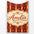 Rich Ornate Stripe Floral Pattern in Deep Red and Gold Lovely  Personalised Custom Name Super Soft Fleece Blanket Bed Sofa Throw