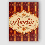 Personalised Name Rich Ornate Stripe Floral Custom  Bespoke Interior Contemporary Canvas Wall Art Print Decor Picture Ready to Hang