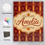 Personalised Name Rich Ornate Stripe Floral Custom  Bespoke Interior Contemporary Canvas Wall Art Print Decor Picture Ready to Hang