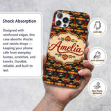Bold Folk Art Floral Stripe Pattern in Red Yellow Custom Name Protective Phone Case Mobile Cover Durable Everyday Smartphone Shock Resistant
