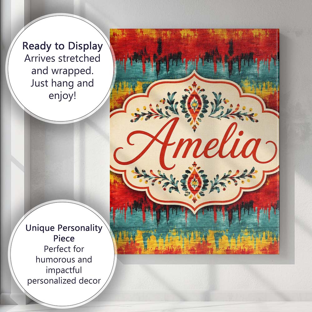Personalised Name Abstract Grunge Stripe Custom  Unique Gift Idea Elegant Feature Canvas Wall Art Print Decor Picture Ready to Hang