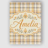 Personalised Name Warm Beige and Mustard Custom  Unique Gift Idea Elegant Feature Canvas Wall Art Print Decor Picture Ready to Hang