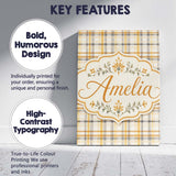 Personalised Name Warm Beige and Mustard Custom  Unique Gift Idea Elegant Feature Canvas Wall Art Print Decor Picture Ready to Hang