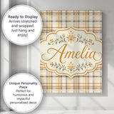 Personalised Name Warm Beige and Mustard Custom  Unique Gift Idea Elegant Feature Canvas Wall Art Print Decor Picture Ready to Hang