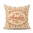 Custom Name Southwestern Tribal Stripe Pattern in Black and Sand Square Filled Cushion Throw Pillow Sofa Bed Home Decor Zip Washable UK Made